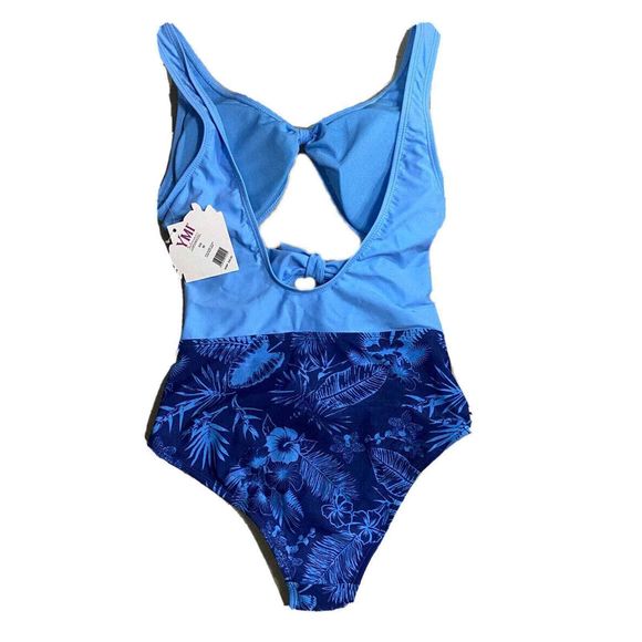 YMI Swim Bathing Wear Padded Size Juniors Sexy Back New Blue Large - Picture 2 of 6